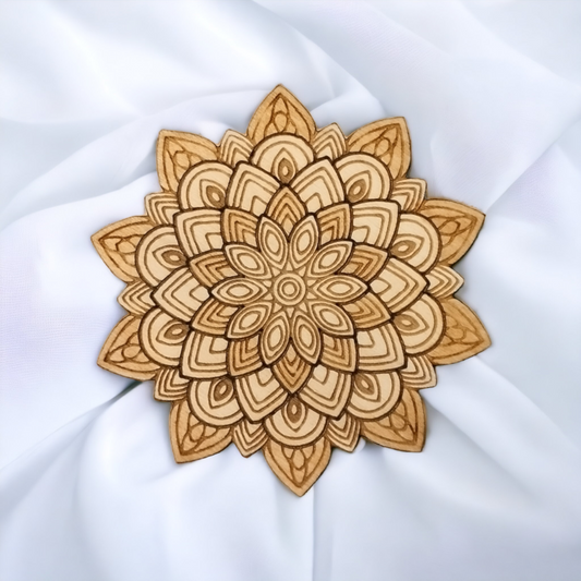 Set of 4 Mandala Wooden Coasters - Handmade Gift - Housewarming - Wood Kitchenware